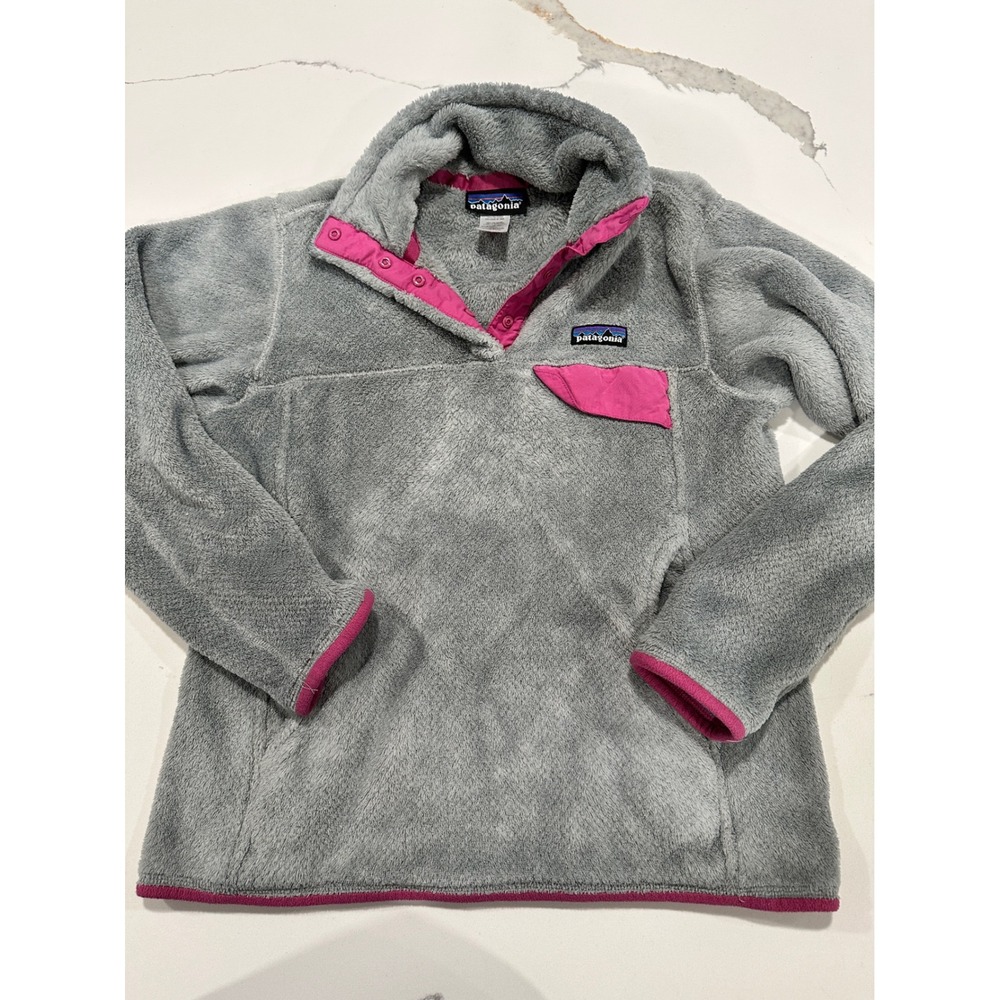 Patagonia Women Re-Tool Snap-T Fleece Pullover Grey Pink Small 25442